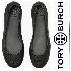 TORY BURCH Minnie Black Ballet Flats With Tory Burch Signature Branding
